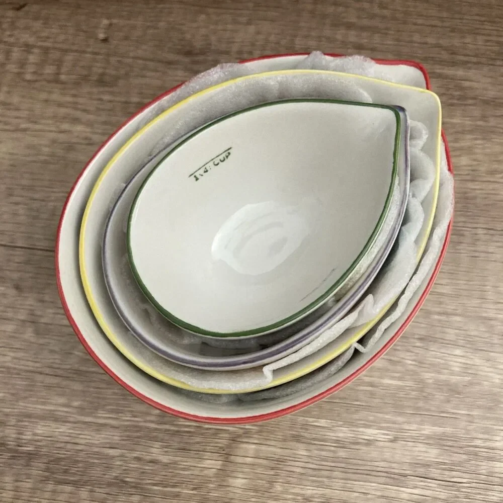 Pier 1 Floral Measuring Cups Hand Painted Cottagecore Boho Nesting